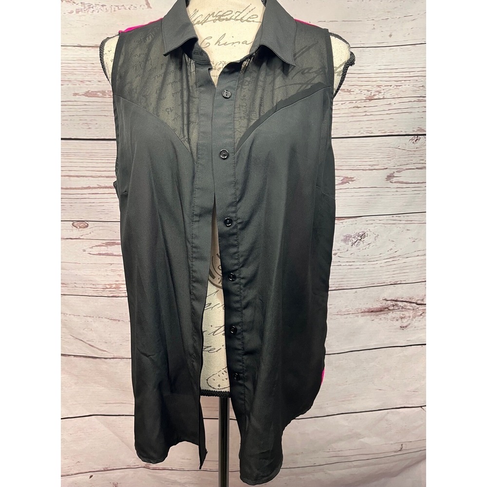 Metaphor Two Toned Pink Button Down Sleeveless Blouse Size XL